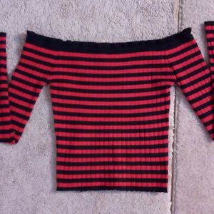 Striped Off the Shoulder Crop Top